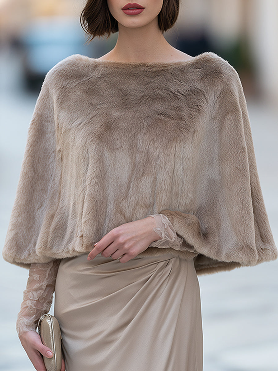 Elegant Plush Faux Fur Cape