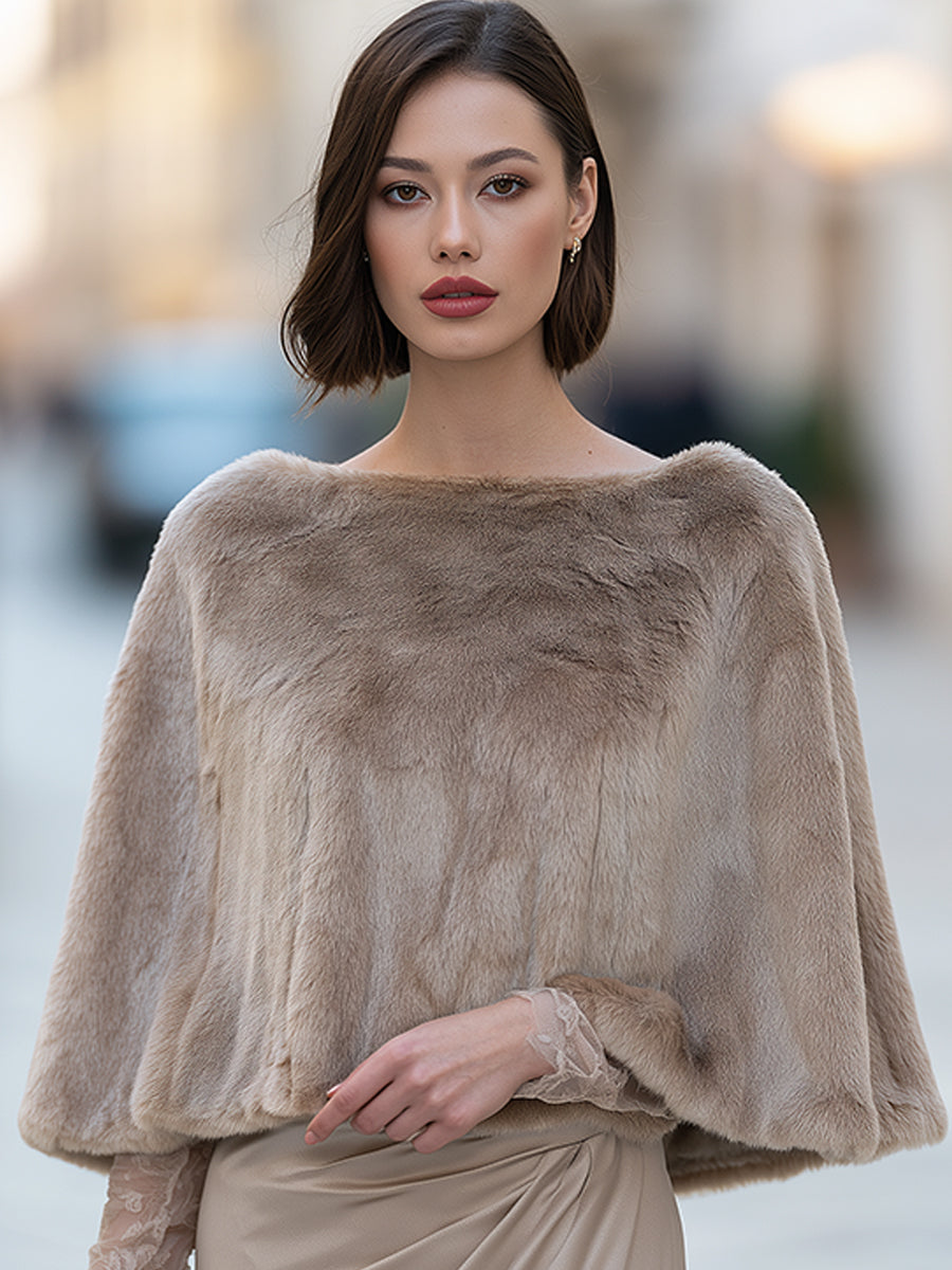 Elegant Plush Faux Fur Cape