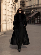 Women's Long Faux Fur Lapel Coat Elegant Oversized Winter Overcoat