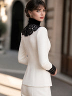 Lace Collar Double-Breasted Tailored Blazer