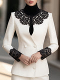 Lace Collar Double-Breasted Tailored Blazer