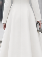 Ivory Faux Fur Shawl Collar Fit-and-Flare Long Coat