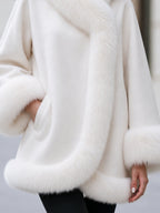 Faux Fur Trim Wrap Short Wool‑Blend Coat