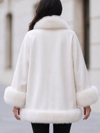 Faux Fur Trim Wrap Short Wool‑Blend Coat