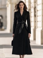 Double-Breasted Longline Coat With Croc-Effect Tie Belt