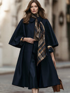 Peter Pan Collar Wool Cape Coat With Swing A-Line Hem