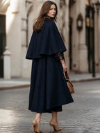 Peter Pan Collar Wool Cape Coat With Swing A-Line Hem