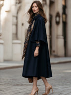 Peter Pan Collar Wool Cape Coat With Swing A-Line Hem