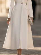 Notched Lapel Single-Button Fit-and-Flare Maxi Coat