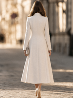 Notched Lapel Single-Button Fit-and-Flare Maxi Coat