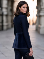 Faux Fur Hem Zip-Up Stand Collar Tailored Jacket