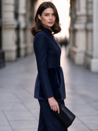 Faux Fur Hem Zip-Up Stand Collar Tailored Jacket