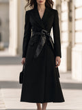 Double-Breasted Longline Coat With Croc-Effect Tie Belt