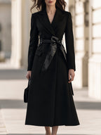 Double-Breasted Longline Coat With Croc-Effect Tie Belt