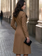 Contrast Collar Slim Fit Tailored Wool Coat