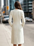 Collarless Single-Breasted Tailored Woolen Coat