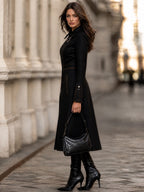 Asymmetric Ring-Pull Zip Longline Coat With Contrast Topstitching