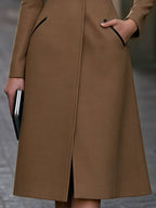 Contrast Collar Slim Fit Tailored Wool Coat