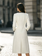 Faux Fur Scarf Contrast-Trimmed Long Woolen Coat