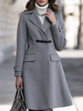 Wool Fit-and-Flare Coat With Contrast Toggle Closure And Notched Lapels