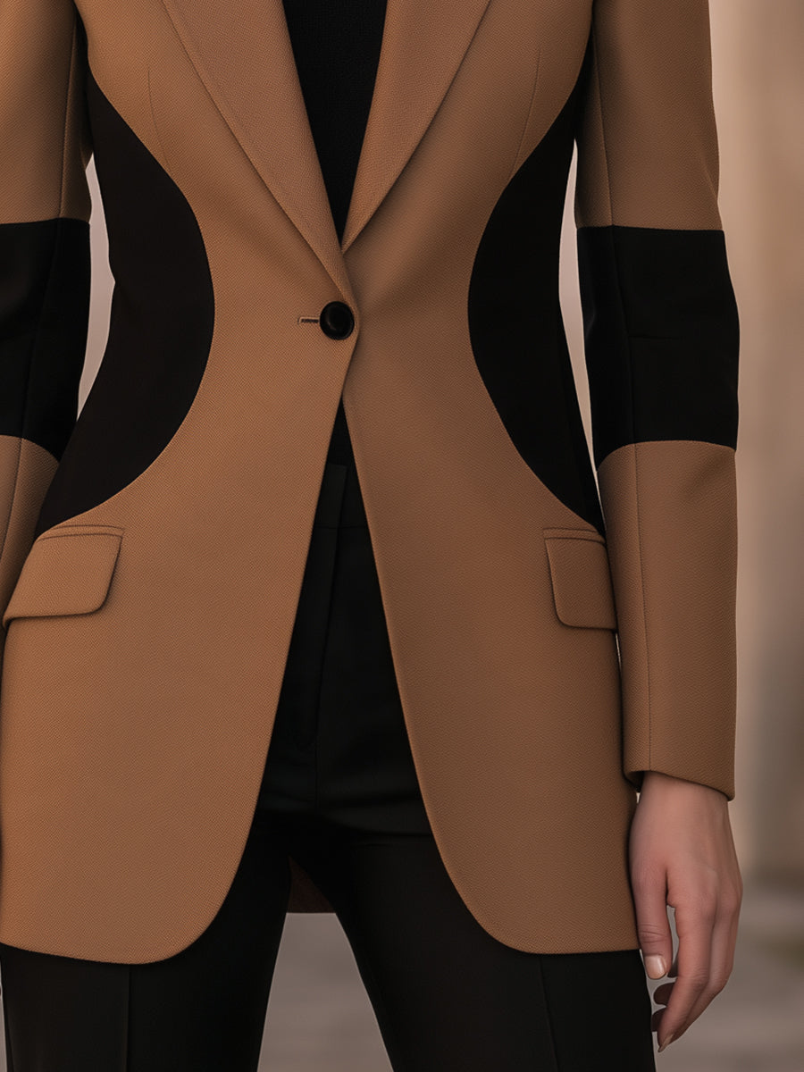 Sculpted Colorblock Single-Button Blazer