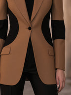 Sculpted Colorblock Single-Button Blazer