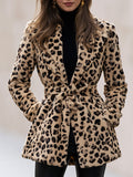 Leopard Faux Fur Belted Jacket