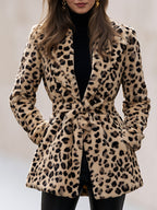 Leopard Faux Fur Belted Jacket