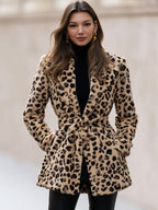 Leopard Faux Fur Belted Jacket