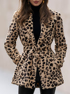 Leopard Faux Fur Belted Jacket