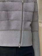 Asymmetric Zip-Front Faux Fur Panel Short Coat
