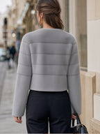 Asymmetric Zip-Front Faux Fur Panel Short Coat