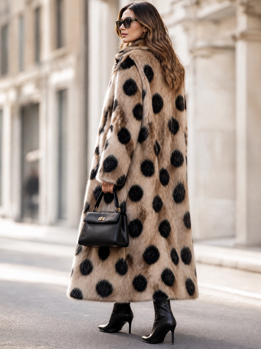 Women's Long Leopard-Print Faux Fur Coat