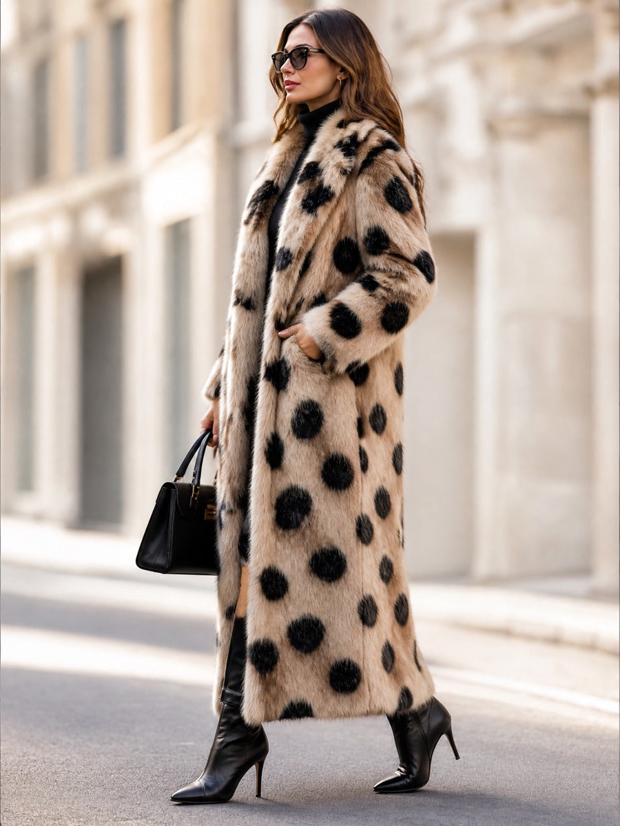 Women's Long Leopard-Print Faux Fur Coat