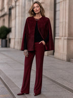 Open-Front Cape Jacket With Gold-Tone Bar Clasp
