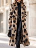 Women's Long Leopard-Print Faux Fur Coat