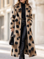 Women's Long Leopard-Print Faux Fur Coat