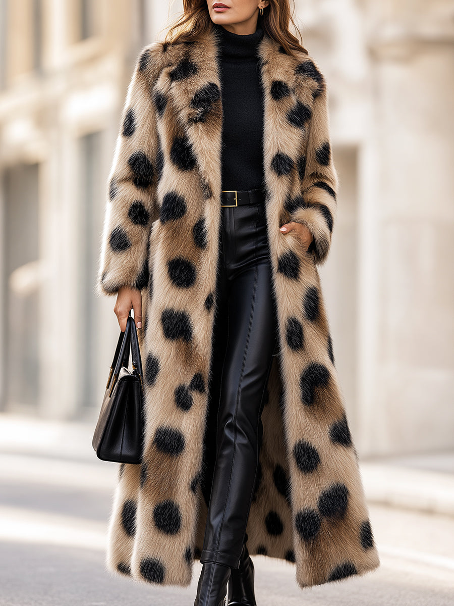 Women's Long Leopard-Print Faux Fur Coat