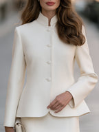 Stand-Collar Single-Breasted Tailored Jacket