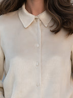 Faux Mink-Effect Textured Jacket With Pointed Collar
