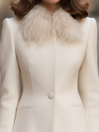 Fur-Collar Single-Button Tailored Jacket With Fur Cuffs