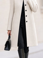 Stand Collar Raglan Sleeve Mid Length Wool Blend Coat