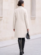 Stand Collar Raglan Sleeve Mid Length Wool Blend Coat