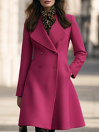 Double-Breasted Fit-and-Flare Coat With Oversized Notched Lapels