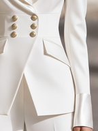 Elegant Double-Breasted Satin Shawl Lapel Corset Waist Tailored Blazer