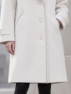 Elegant Faux Curly Fur Collar Wool Blend Mid-Length Coat