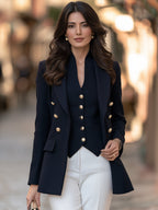 Two-Piece Double-Breasted Blazer And Vest Set
