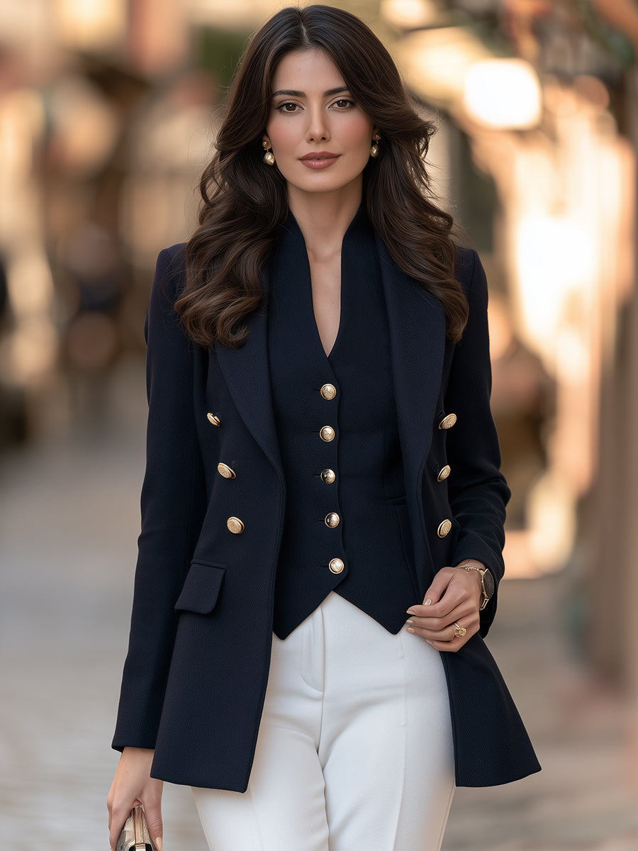 Two-Piece Double-Breasted Blazer And Vest Set