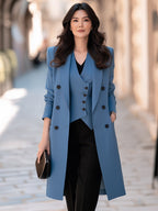 Two-Piece Lightweight Trench Coat And Asymmetrical Vest Set