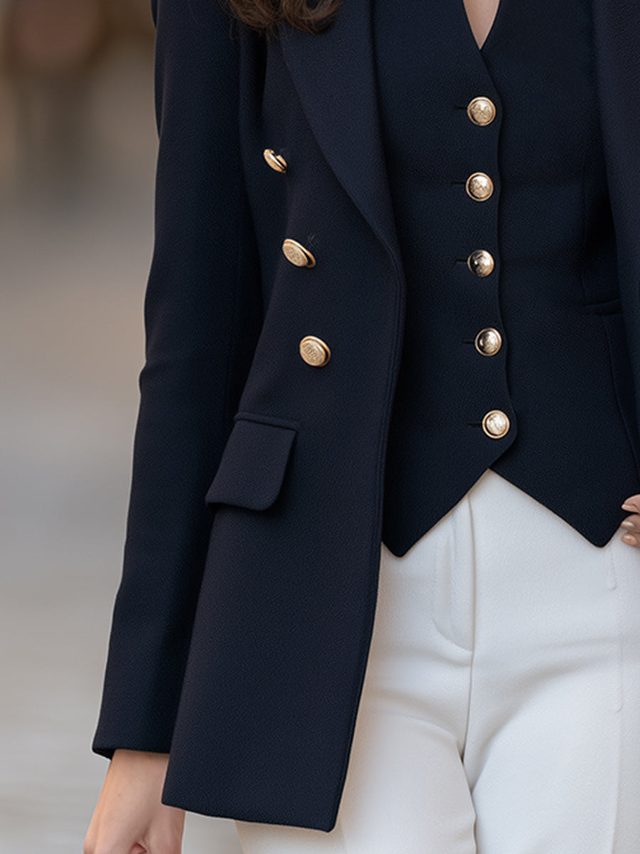 Two-Piece Double-Breasted Blazer And Vest Set